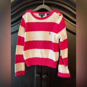 Pink and white striped Ralph Lauren sweater, size 6